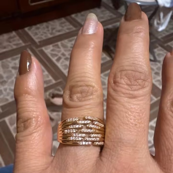 Anthropologie Spiral Gold Crystal Ring - Picture 9 of 14